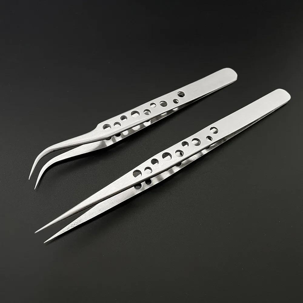 Industrial Tweezers Electronics Anti-static Curved Straight Tip Precision Stainless DIY Hand Tools Sets Forcep