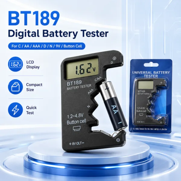 BT189 Digital Battery Tester LCD Voltage Checker for AA AAA C D 9V Button Cell Household Portable Power Measur
