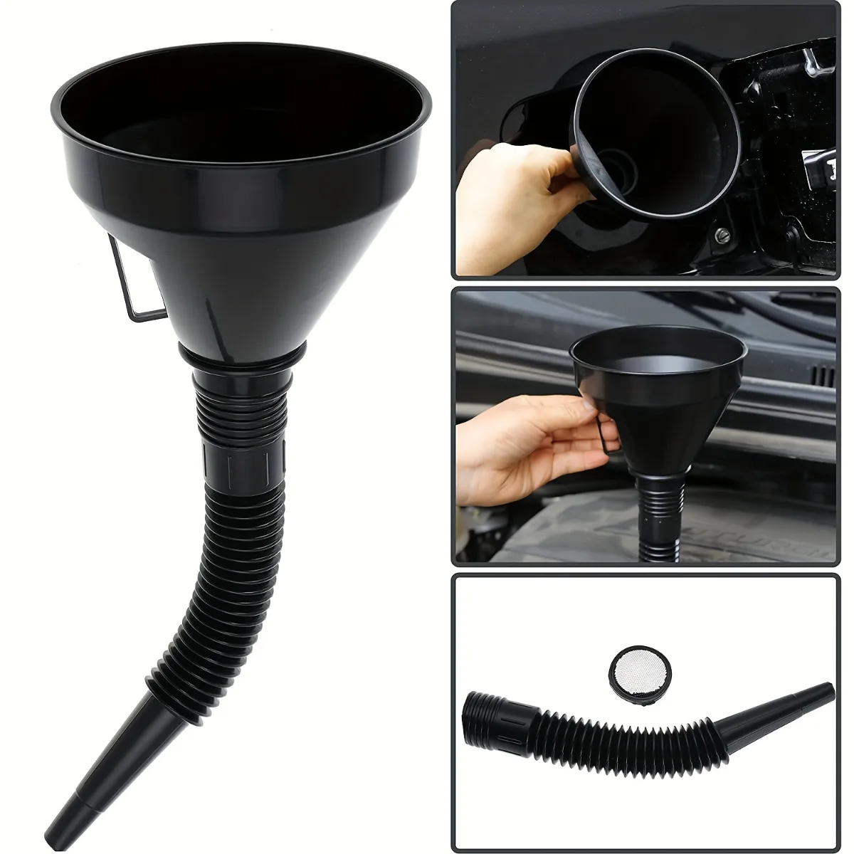 1 Pc Multi Functional Flexible Automotive Fuel Funnel: Spill-Proof Refueling & Oil Changing Tool with Wide Mou
