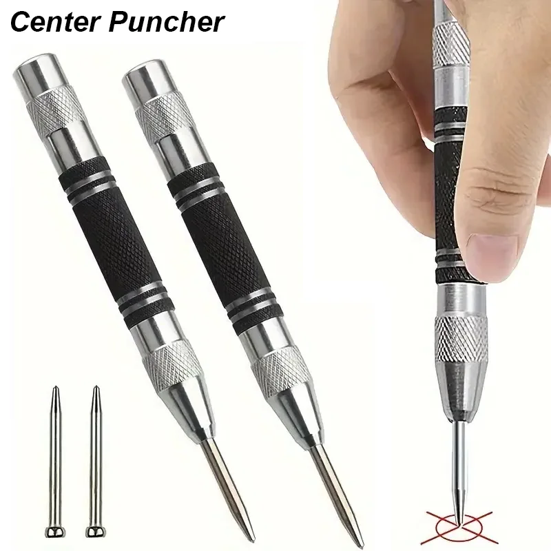 Auto Center Puncher Hole Marker Wood Metal Steel Spring Load Kerner Drill Locator Heavy Duty Punch Carpentry A