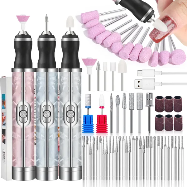 Electric Nail File Set Nails 4 Speeds Cordless Acrylic Nail Tool Thick Nails Edge Shaping Polishing Grinding N