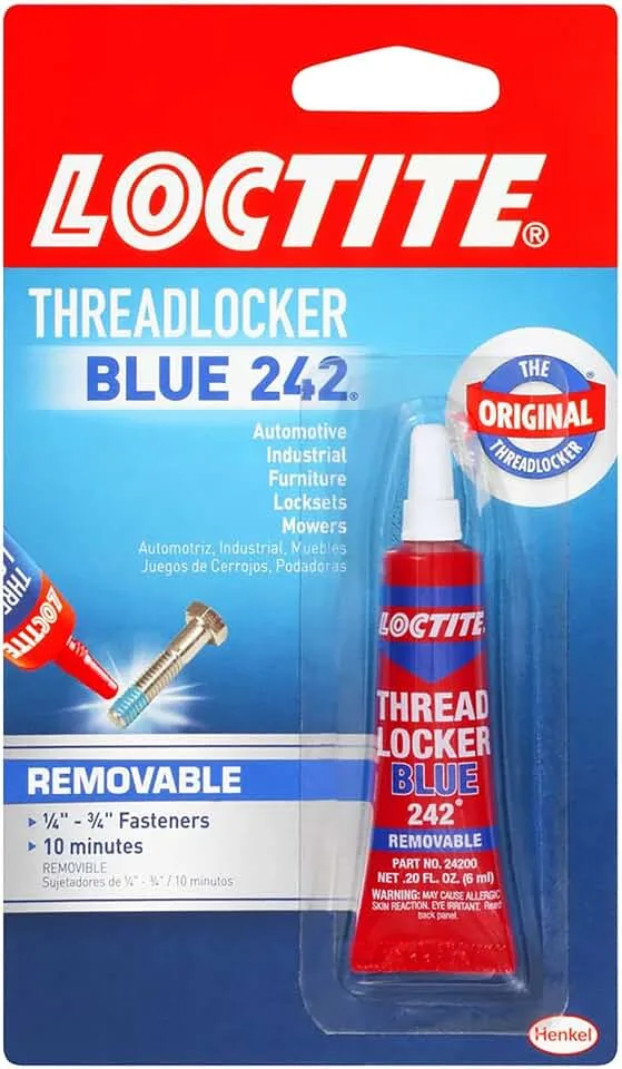 Loctite Threadlocker Blue 242 - Removable Thread Lock Glue for Nuts, Bolts, & Fasteners, Medium Strength Screw
