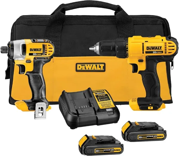 DEWALT 20V MAX Cordless Drill and Impact Driver, Power Tool Combo Kit , Includes 2 Batteries, Charger and Bag 