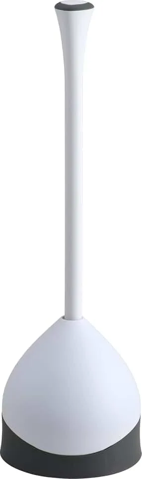 Clorox Toilet Plunger with Hideaway Holder Caddy Heavy-Duty Compact Design with Non-Skid Rubber Base for Bathr