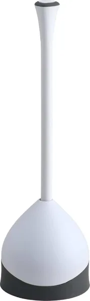 Clorox Toilet Plunger with Hideaway Holder Caddy Heavy-Duty Compact Design with Non-Skid Rubber Base for Bathr