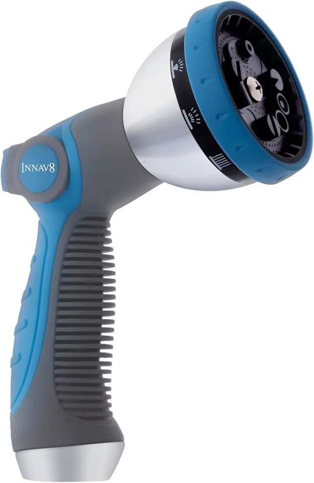 INNAV8 Garden Hose Nozzle Heavy Duty, Water Hose Sprayer Nozzle for Outdoor | THUMB CONTROL On Off Valve for E