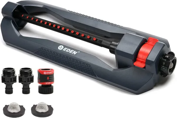 Eden 96213 Weighted Essential Oscillating Sprinkler | Covers Up to 3,600 sq. ft., 16 Precision Nozzles, Adjust
